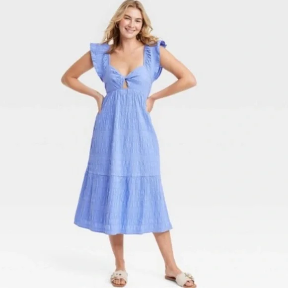 blue midi day dress Bodycon Collection Sky Blue Bandage Midi Dress for Women, XL